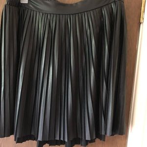 Pleather pleated skater skirt